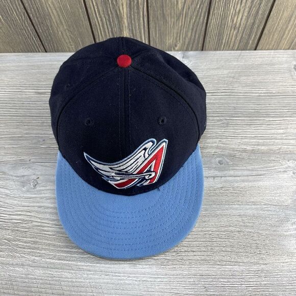 Anaheim Angels Hat Fitted Mens 7 1/8 Blue Plain Logo New Era MLB Baseball Cap - Picture 12 of 16